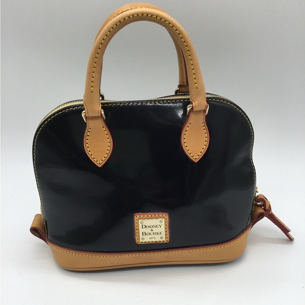Dooney & Bourke Black Patent Dome Zip Satchel